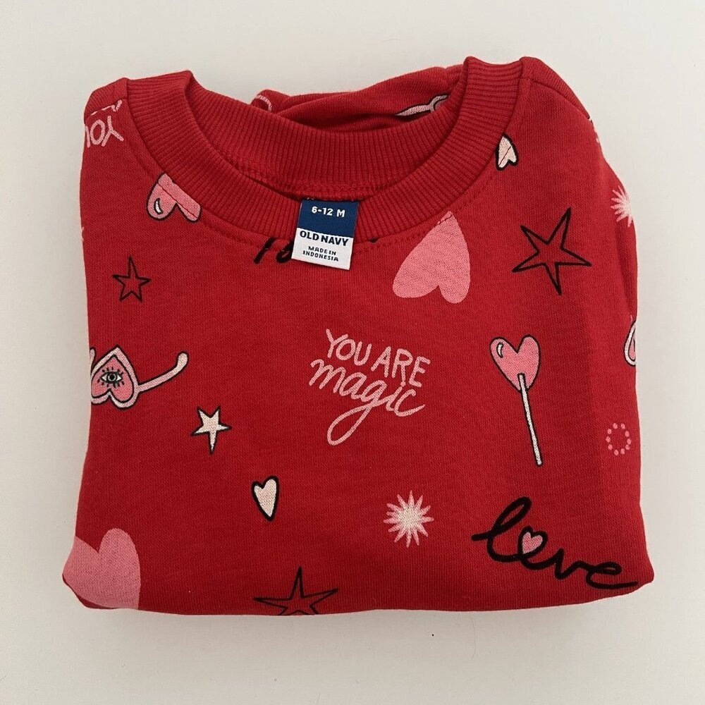 Old Navy Sweet Baby Girl Valentine Long Sleeve Sweater Romper Bodysuit 6-12 m - Picture 6 of 8